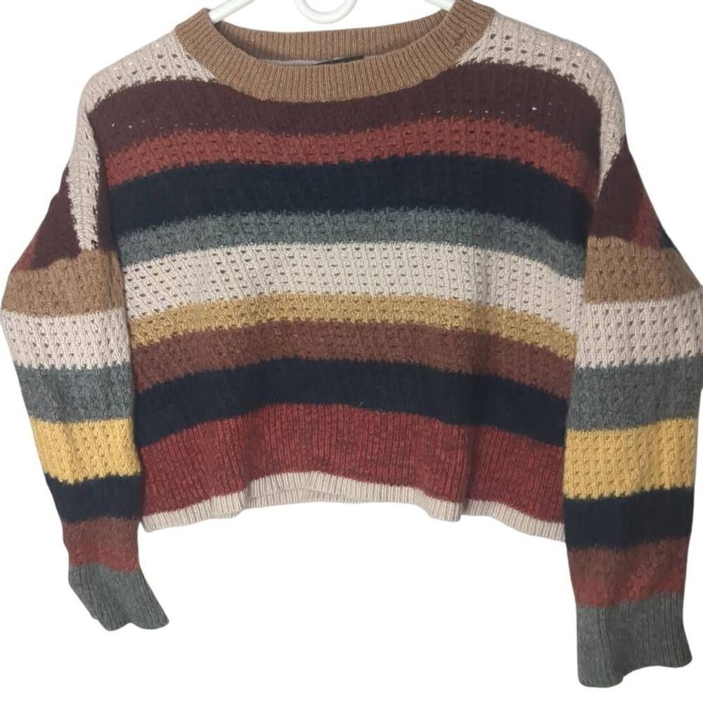 360 Cashmere Naked Cropped Retro Striped Sweater S Small